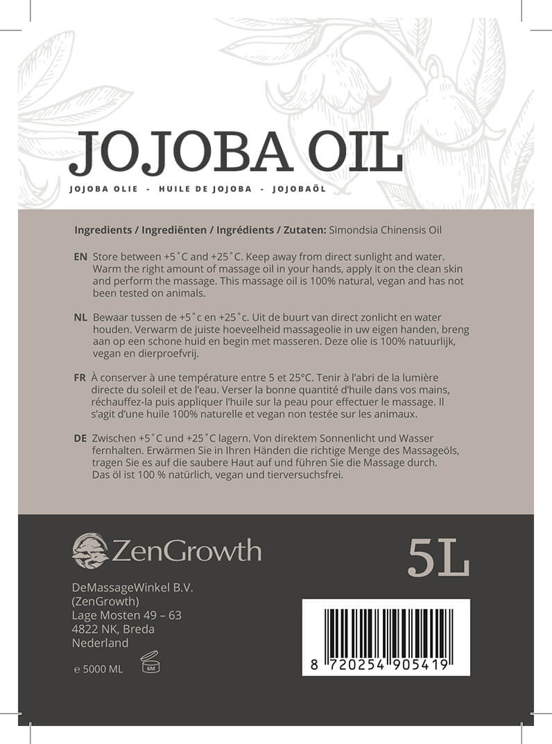 ZenGrowth Huile de jojoba 100% naturelle 5l