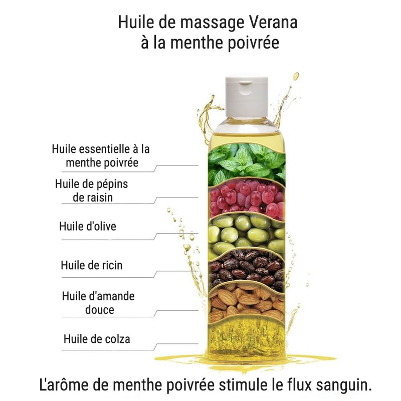 Verana Huile de massage à la menthe poivrée 1L