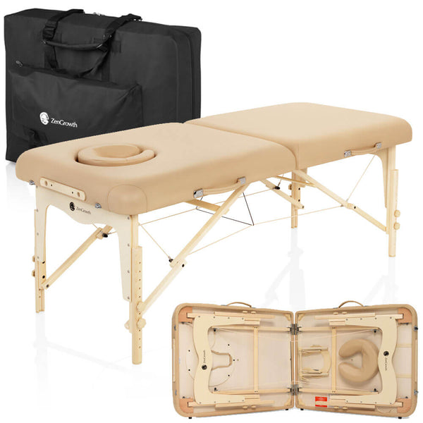 ZENGROWTH Table de massage pliante Reiki Beige 76cm