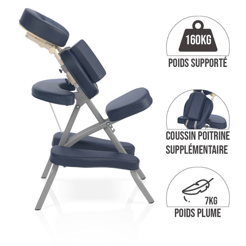 ZENGROWTH Chaise de massage pliante Valo bleu-foncé